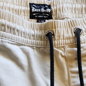 DOGG SUPPLY Mens Cargo Pants Techwear Utility Joggers Beige Zip Pocket Size XL